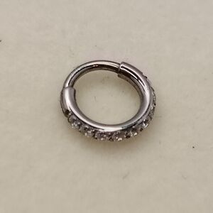 Sterling Silver Pavé Huggie Nose Ring - Cubic Zirconia